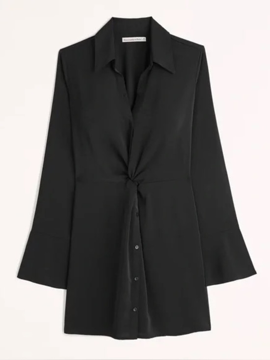 Abercrombie & Fitch Dresses & Skirts - Abercrombie Twist Front Button Down Shirt Dress in Black - L